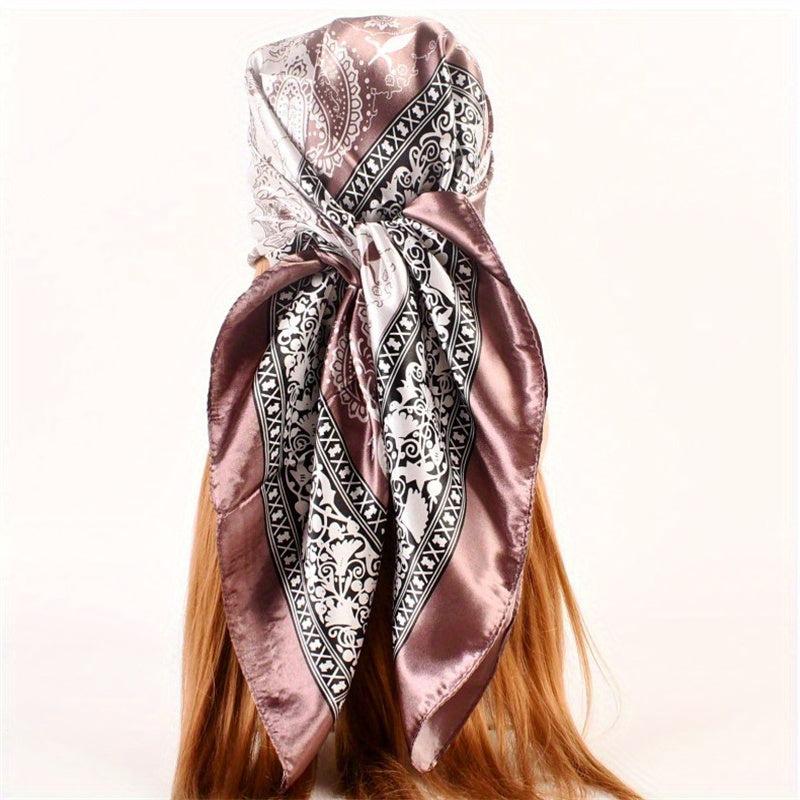 Paisley Print Bandana Silk Hijab Vintage Neckerchief for Women