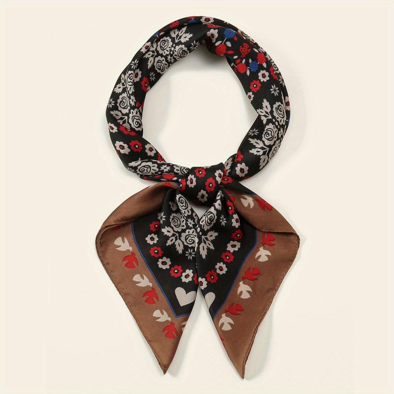 Paisley Print Satin Square Scarf Block Bandana Neckerchief