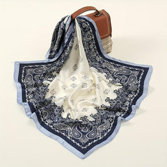 Paisley Print Satin Square Scarf Block Bandana Neckerchief