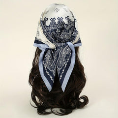 Paisley Print Satin Square Scarf Block Bandana Neckerchief