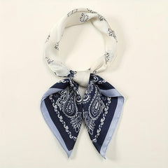 Paisley Print Satin Square Scarf Block Bandana Neckerchief