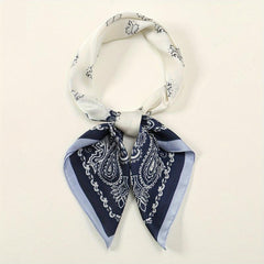 Paisley Print Satin Square Scarf Block Bandana Neckerchief