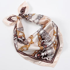 Leopard Chain Print Satin Scarf Vintage Neckerchief Head Wrap