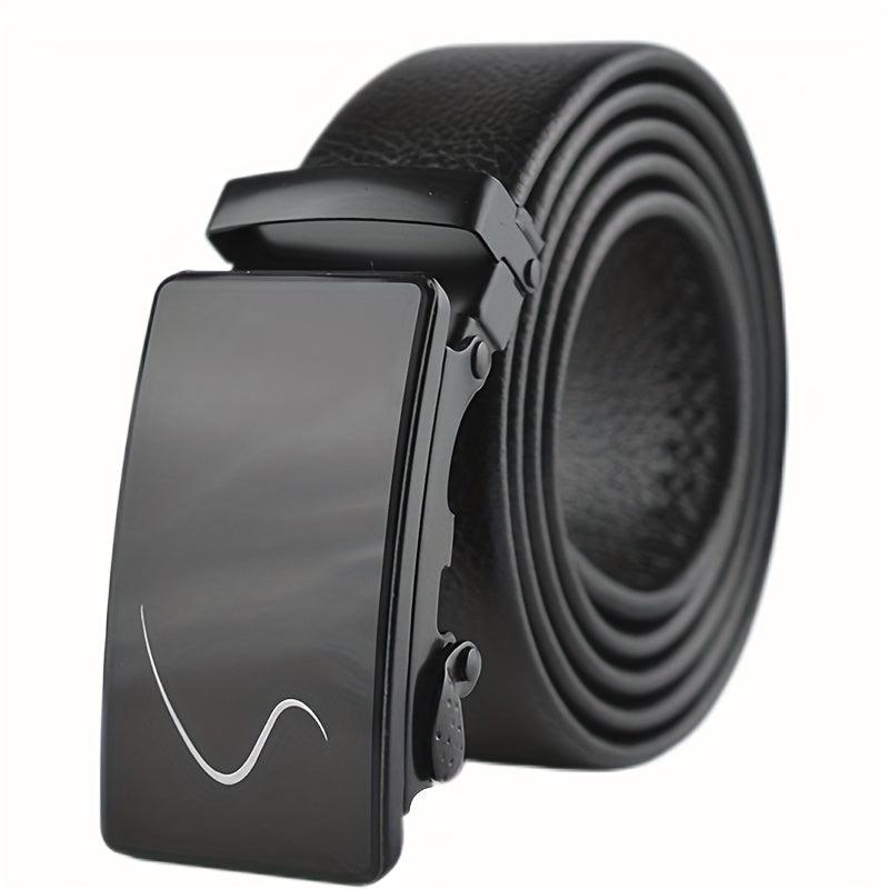Men's Automatic Buckle Belt PU Leather Business Waist Strap