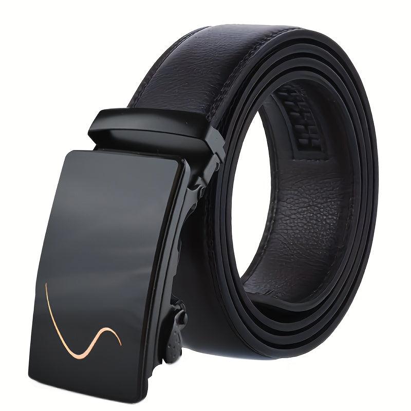 Men's Automatic Buckle Belt PU Leather Business Waist Strap