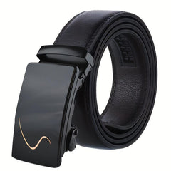 Men's Automatic Buckle Belt PU Leather Business Waist Strap