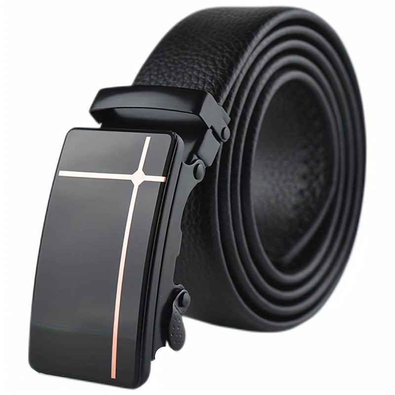 Men's Automatic Buckle Belt PU Leather Business Waist Strap