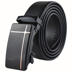 Men's Automatic Buckle Belt PU Leather Business Waist Strap