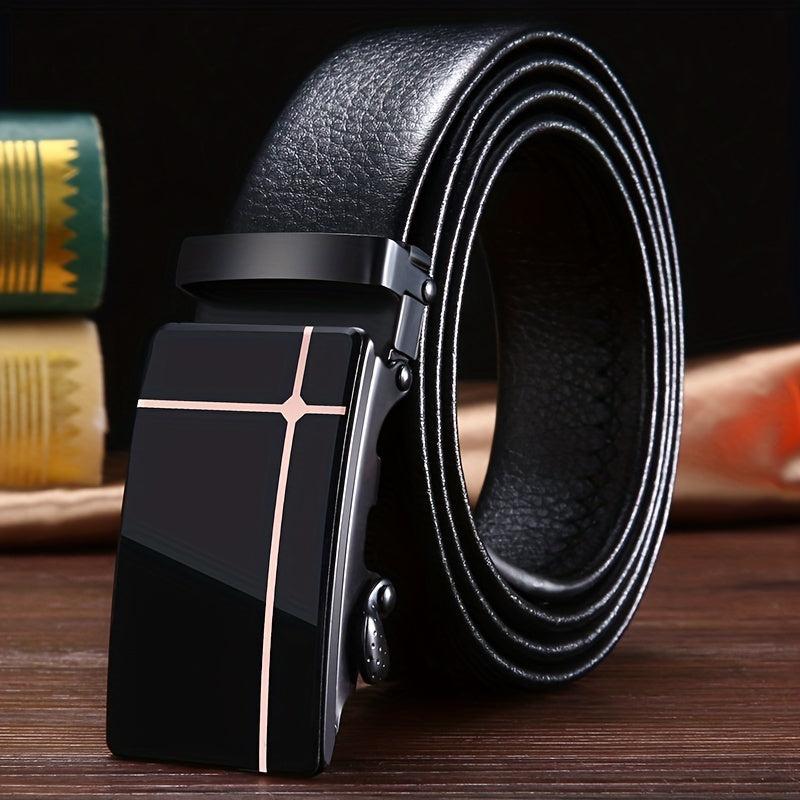 Men's Automatic Buckle Belt PU Leather Business Waist Strap