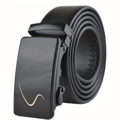 Men's Automatic Buckle Belt PU Leather Business Waist Strap