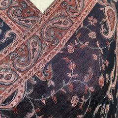 Jacquard Tassel Scarf Paisley Print Wine Red Wrap Women's Shawl