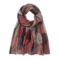 Casual Leaf Print Shawl Scarf Vintage Hair Wrap