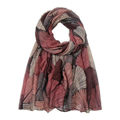 Casual Leaf Print Shawl Scarf Vintage Hair Wrap