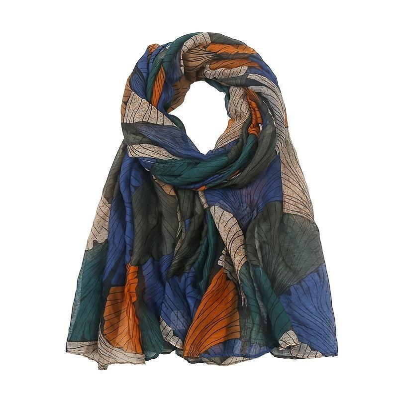 Casual Leaf Print Shawl Scarf Vintage Hair Wrap