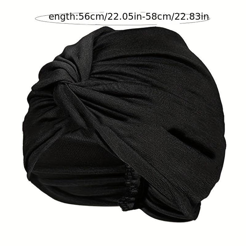 Solid Turban Head Wrap Elastic Beanie Head Scarf Chemo Cap Hijab