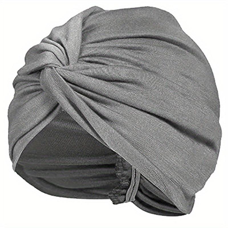 Solid Turban Head Wrap Elastic Beanie Head Scarf Chemo Cap Hijab