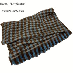 Houndstooth Cashmere Scarf Fringed Neckscarf Shawl