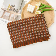 Houndstooth Cashmere Scarf Fringed Neckscarf Shawl