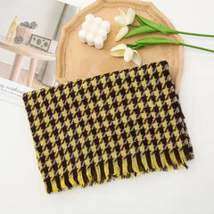 Houndstooth Cashmere Scarf Fringed Neckscarf Shawl