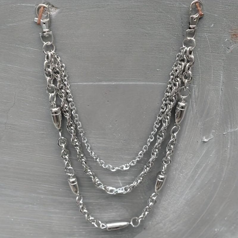 Punk Wallet Chain Belt Hipster Jean Keychain Silver Ring Clip Keyring