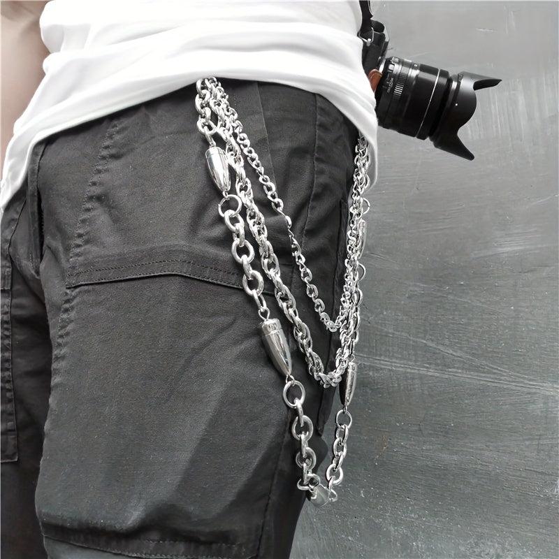 Punk Wallet Chain Belt Hipster Jean Keychain Silver Ring Clip Keyring