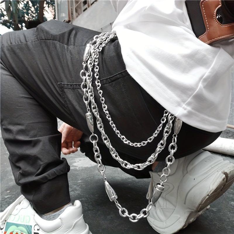 Punk Wallet Chain Belt Hipster Jean Keychain Silver Ring Clip Keyring