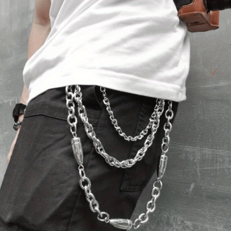 Punk Wallet Chain Belt Hipster Jean Keychain Silver Ring Clip Keyring