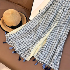 Geometric Fringe Trim Scarf Shawl Wrap for Summer Beach