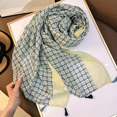 Geometric Fringe Trim Scarf Shawl Wrap for Summer Beach