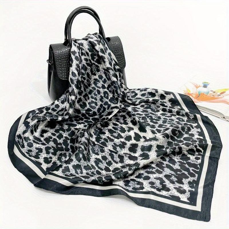 Leopard Printed Headscarf Satin Square Scarf Bandana Silk Feeling Headband