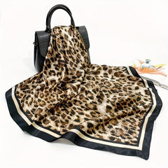 Leopard Printed Headscarf Satin Square Scarf Bandana Silk Feeling Headband