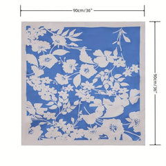 Silk Large Square Scarf Flower Printed Shawl Wrap Soft Comfortable Headscarf