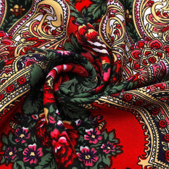 Boho Printing Large Square Scarf Traditional Retro Tassel Scarf Wrap