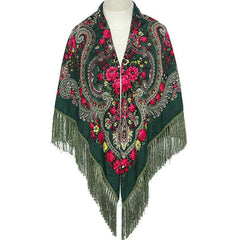 Boho Printing Large Square Scarf Traditional Retro Tassel Scarf Wrap