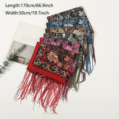 Tassel Decorated Thin Printed Shawl for Women