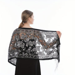 Tassel Decorated Thin Printed Shawl for Women