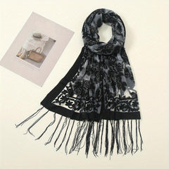 Tassel Decorated Thin Printed Shawl for Women