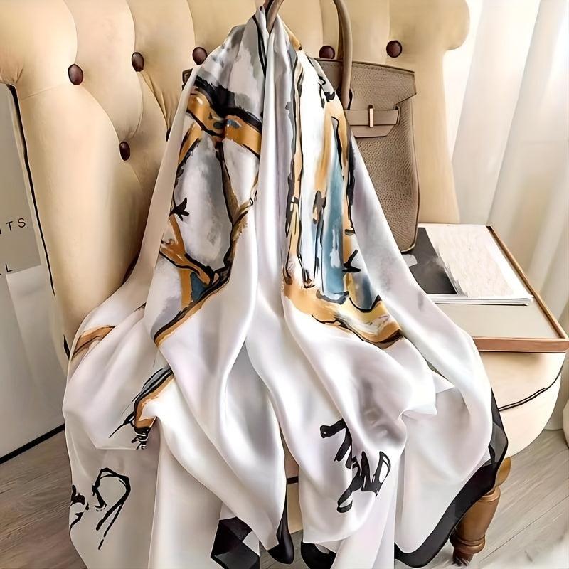 Silky Scarf Long Elastic Satin Shawl Thin Sunscreen Headscarf