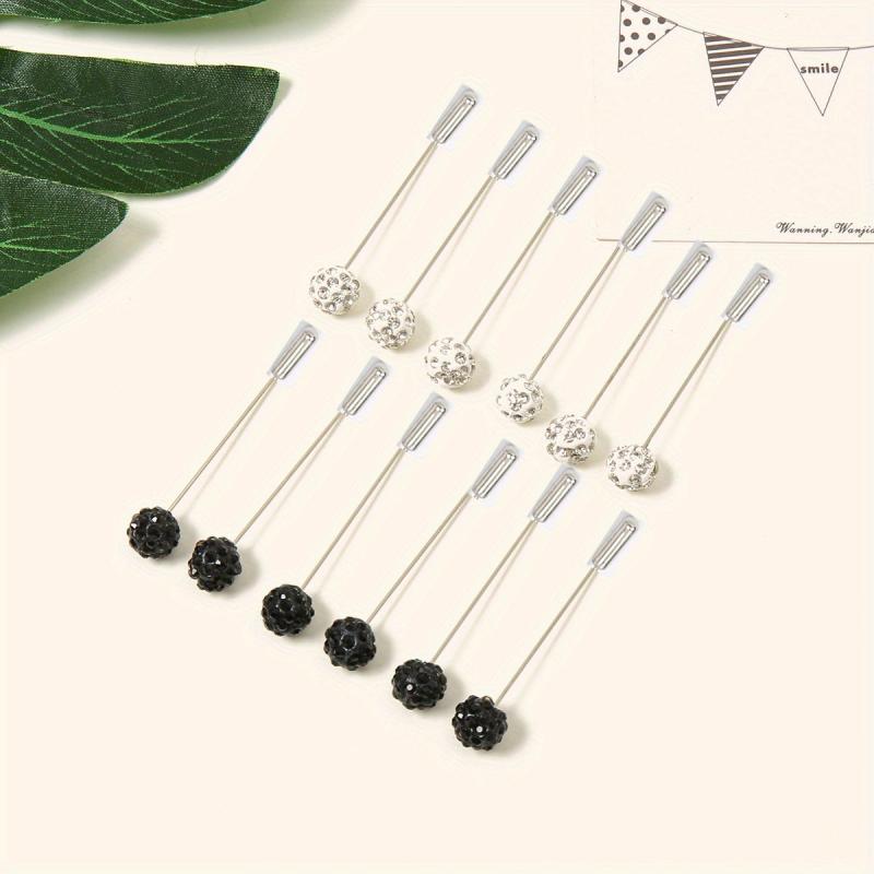 12pcs Resin Rhinestone Scarf Pin Round Bandana Turban Clip
