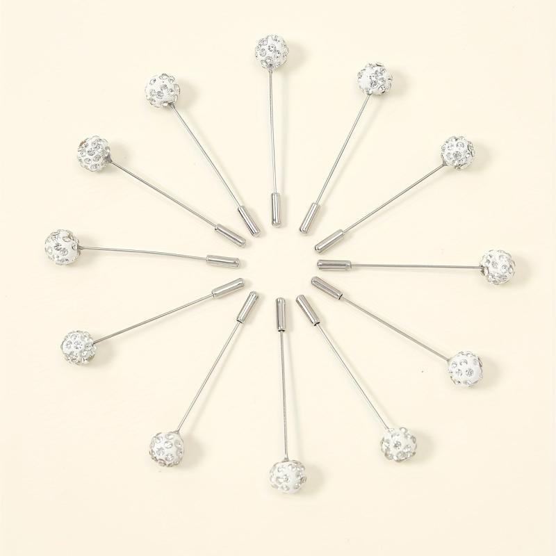 12pcs Resin Rhinestone Scarf Pin Round Bandana Turban Clip