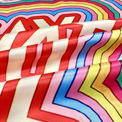 Colorful Striped Square Scarf Slogan Print Silky Sunscreen Bandana