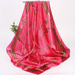 Chain Print Large Square Scarf Vintage Silk Satin Bandana