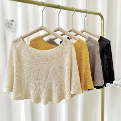 Hollow Out Shawl Thin Knitted Smock for Wedding Party