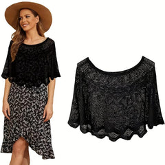 Hollow Out Shawl Thin Knitted Smock for Wedding Party