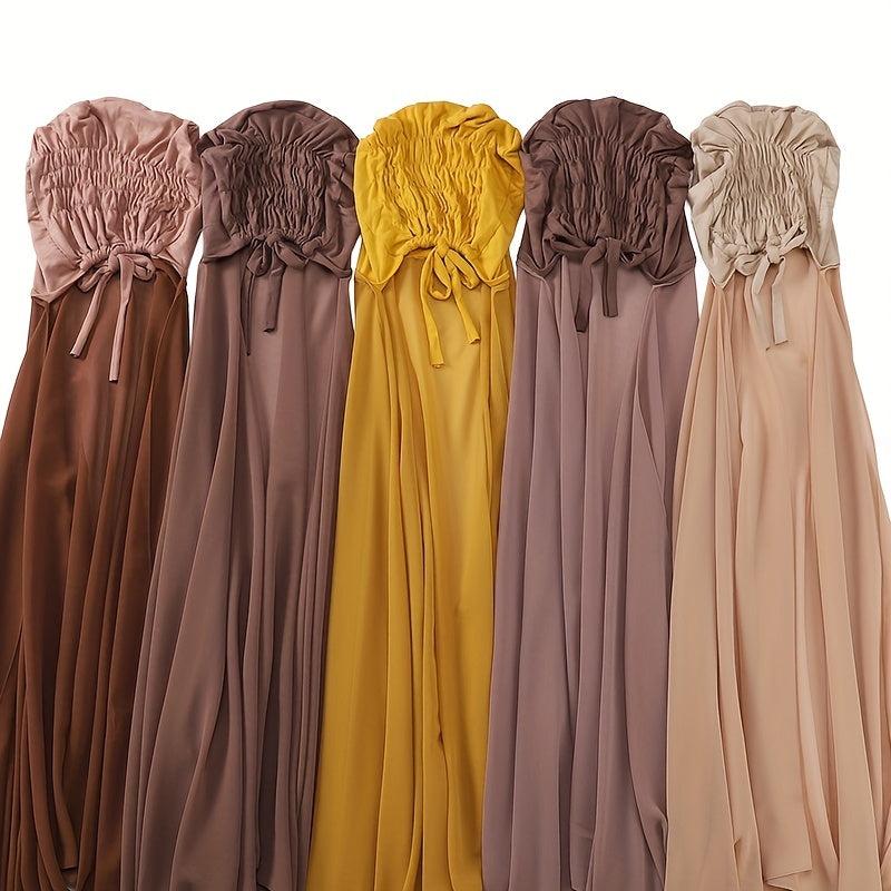 Elastic Chiffon Hijab Cap Solid Head Scarf Thin Breathable Shawl