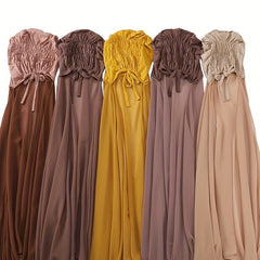 Elastic Chiffon Hijab Cap Solid Head Scarf Thin Breathable Shawl