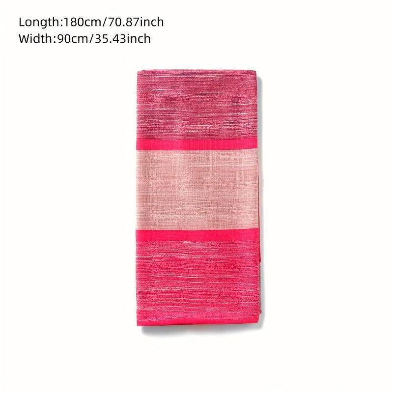Boho Gradient Plaid Scarf Thin Breathable Headscarf Windproof Fringed Scarf