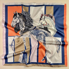 59 Horses & Block Square Scarf Vintage Headband Ladies Small Scarf