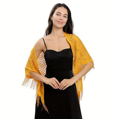 Lace Wave Triangle Shawl Soft Fringed Scarf Party Evening Wedding Bridal Dress