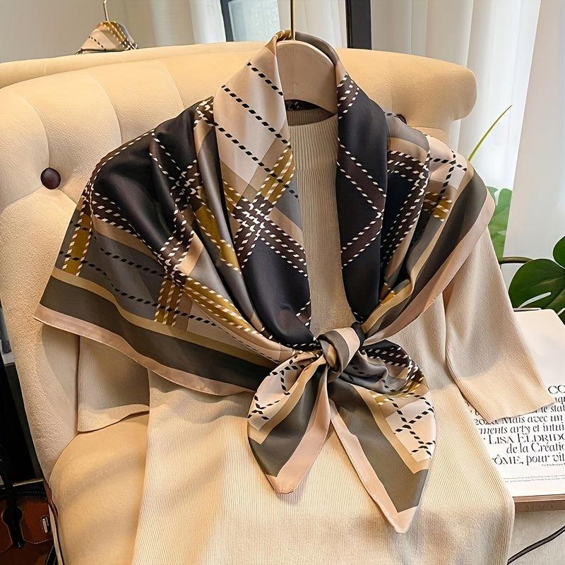 89 92cm Striped Plaid Pattern Silk Scarf Light Shawl
